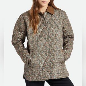Brixton Cass Women’s Floral Quilted Jacket with Brown Corduroy Collar size Large